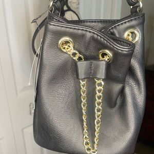 Small black mini bucket bag for a party purse